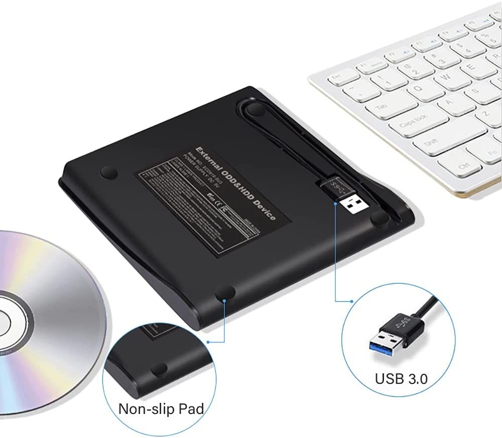 External USB 3.0 DVD Player and CD Drive with Rewriting Capability