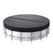 Durable 10FT anti-fade Round Solar Pool Cover with Tear-resistant 210D material, Windproof Strap, Drawstring, Ground Nails(Black)