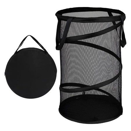 Space-Saving Large Collapsible Mesh Laundry Basket with Handles for Easy Storage and Organization