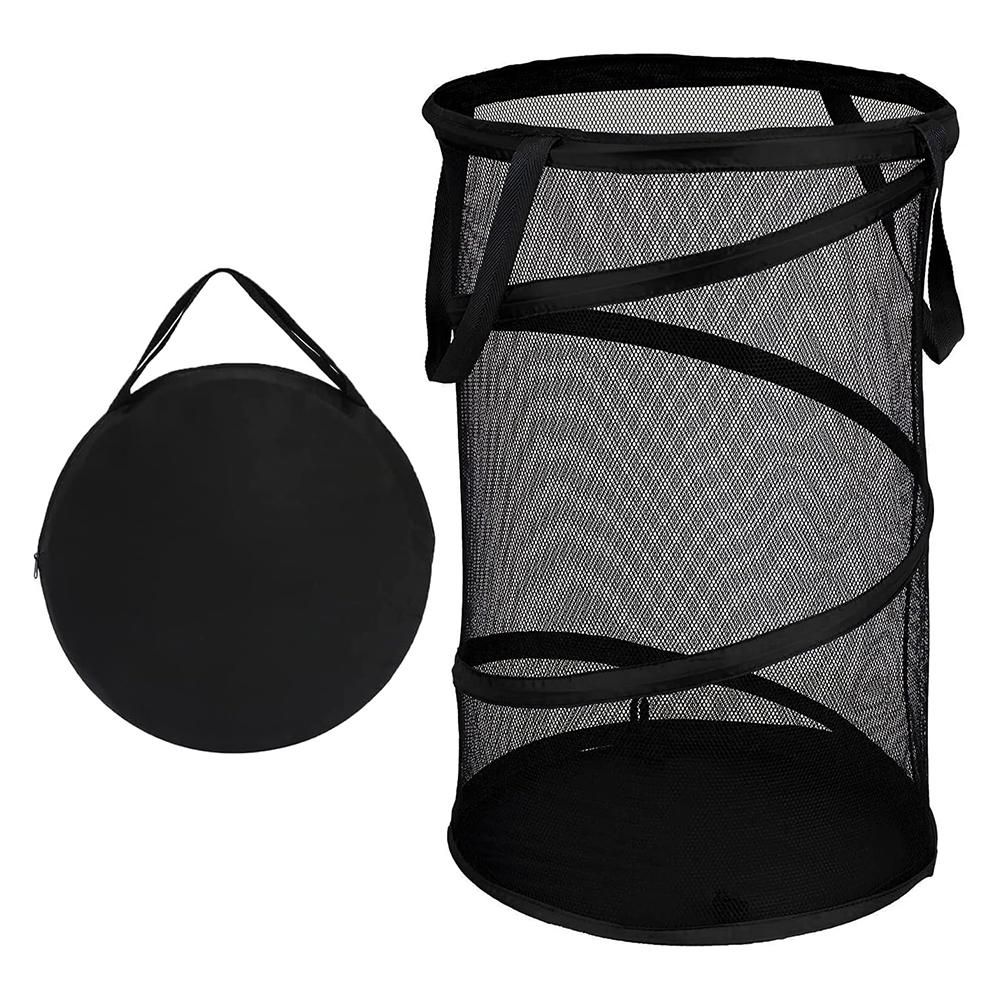 Space-Saving Large Collapsible Mesh Laundry Basket with Handles for Easy Storage and Organization