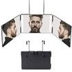 360 Degree Rotation 3-Way Trifold Haircut Mirror Get the Perfect Angle for Home Haircuts and Shaves(Black)