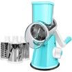 Versatile Rotary Cheese Grater and Vegetable Slicer with Interchangeable 3 Blades for Effortless Food Prep(Blue)
