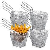 12-PC Square Fry Baskets Oil Residue Filtration with Handles Ideal for frying potatoes,onion rings,snacks