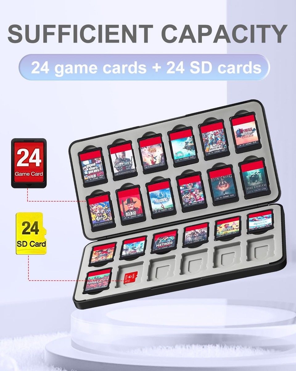 24-in-1 BlackXV Switch Game Case: Store and Organize Switch/Lite/OLED SD Cards with Style