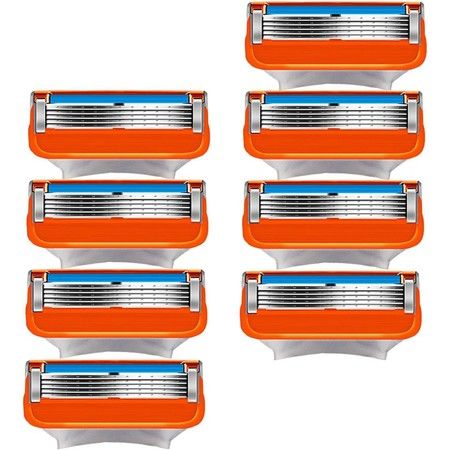 8-Pack Shaving Razor Blade Refills for Gillette Fusion 5 - Orange New Version