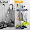 Wall-Mounted Broom Holder for Ultimate Organization in Laundry Rooms, Kitchens, Garages, and Gardens