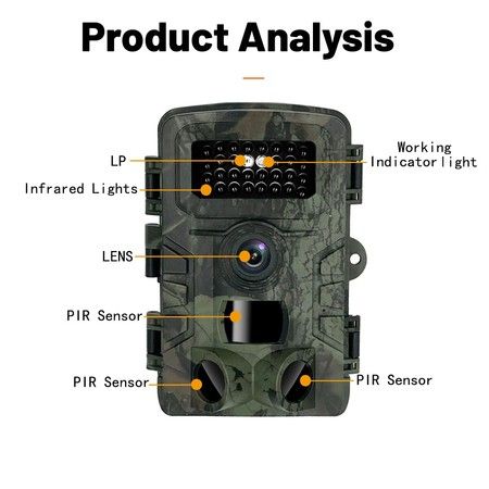 1080P Day & Night Trail Camera with Powerful night vision illumination for clear images in low light, IP54 Waterproof perfect  for Wildlife and Outdoor Adventures