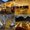 Holiday Decoration 12M Solar Fairy String Lights Warm White Copper Wire Rope Lighting for Indoor and Outdoor Decorations