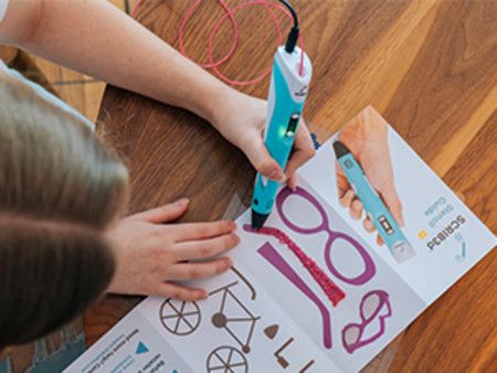 Gift Idea 3D Printing Pen with Display: Includes 3D Pen, 3 Starter Colors of PLA Filament, and Stencil Book
