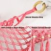 Cozy Stuffed Animal Storage Hammock with LED Light - Macrame Hanging Organizer for Kids' Bedrooms (Pink)