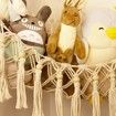 Macrame Stuffed Animal Hammock with LED Light: Jumbo Hanging Storage Net for Kids' Rooms (Beige)