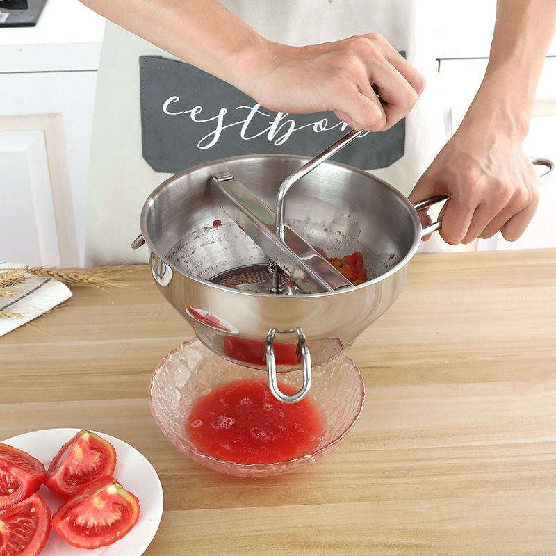 Ergonomic Stainless Steel Food Mill with 3 Milling Discs for Perfect Tomato Sauce and Applesauce