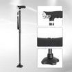 Folding Walking Cane Stick with 2 LED Lights and Quad Base for Stability(Black)