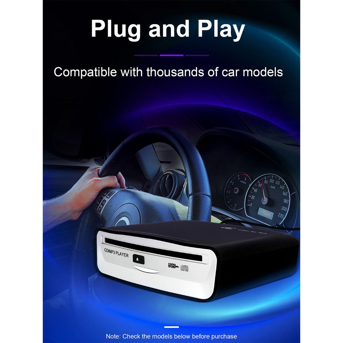 Car CD Player: Portable and Plugs into USB Port for Easy Music Playback(Universal use For Laptop,TV,Mac,Computer and Above Navigation)