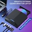 7-in-1 External CD/DVD Drive for Laptop: Portable DVD Player/Burner with USB 3.0 for Windows(11/10/8/7), Mac, and Linux (Jet Black)