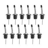 12-Pack Stainless Steel Liquor Pourers with Tapered Spouts and Dust Caps Ideal for dispensing alcohol, olive oil, and other liquids