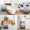 2-Pack Large Waterproof Laundry Baskets with Extended Handles, Freestanding & Collapsible Clothes Hampers for Clothes and Toys (Gradient Grey, 75L)