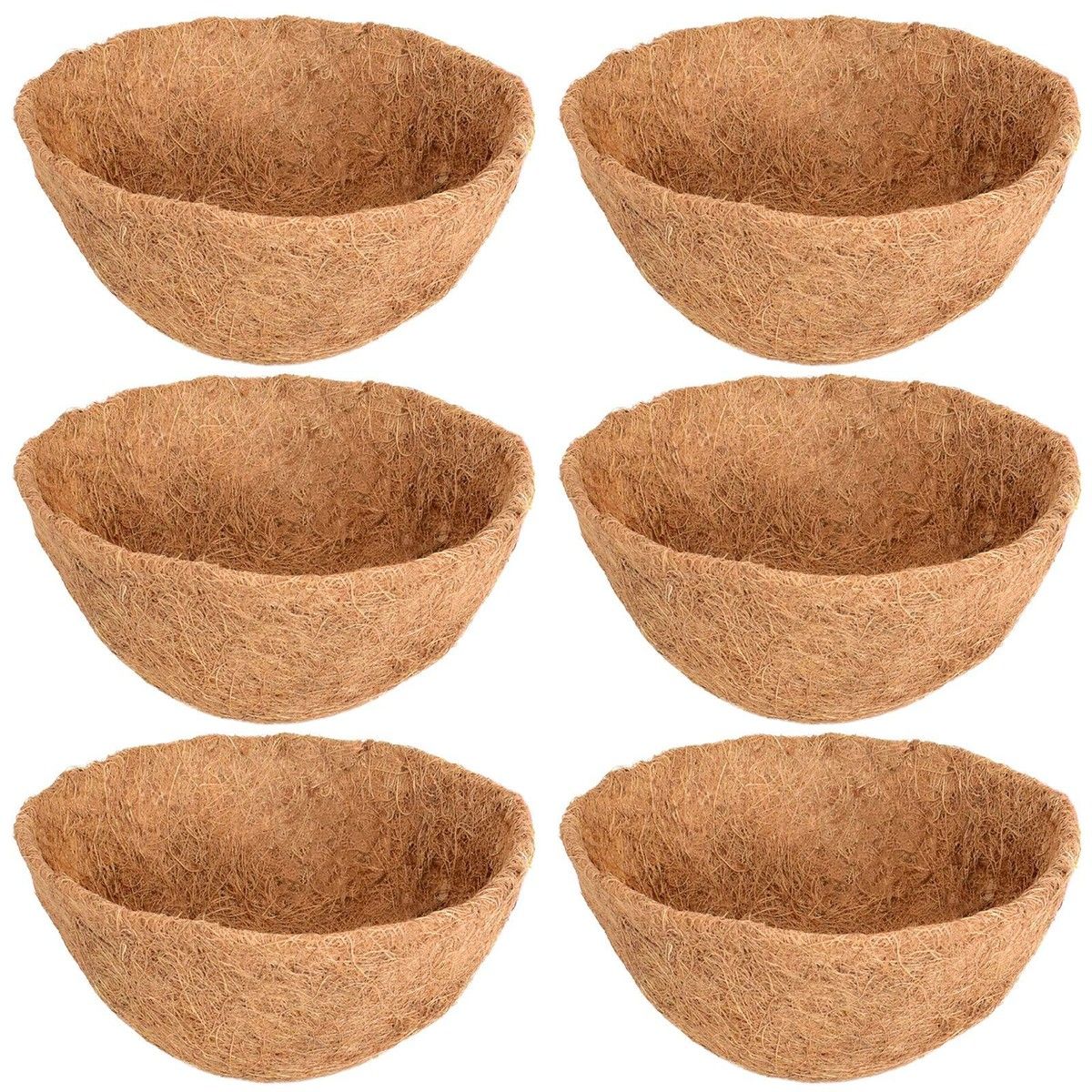 100% Natural Coconut Fiber Round Hanging Basket Liners for Flowers and Vegetables(6 Pack 12 Inch)