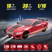 Remote Control Car 1:16 2.4GHz 4WD RC Drift Car,Rechargeable High Speed RC Cars with Spray,Cool Lights,Two Batteries and Extra Tires Toy Car (Must Red)