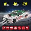 Remote Control Car 1:16 2.4GHz 4WD RC Drift Car,Rechargeable High Speed RC Cars with Spray,Cool Lights,Two Batteries and Extra Tires Toy Car (Green)