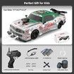 Remote Control Car 1:16 2.4GHz 4WD RC Drift Car,Rechargeable High Speed RC Cars with Spray,Cool Lights,Two Batteries and Extra Tires Toy Car (Green)