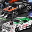 RC Drift Car 1:16 Remote Control 4WD 18KM H Rechargeable Spray Lights Two Batteries Extra Tires Black Racing Toy