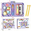 Kid Musical Mat,Keyboard & Drum Mat with 2 Drum Sticks, Learning Piano Mat Educational Music Toys Gifts for 3+ Girls Boys Color Purple