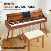 Melodic Keyboard Electric Digital Piano Hammer Action 88 Key Weighted 128 Polyphony Wood color