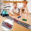 Truck Toys with 6 Die-Cast Metal Cars Foldable Track & Missile Launcher Birthday Gift Idea Toys for Kids Ages 3+(Blue)