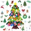 DIY Felt Christmas Tree with 32pcs Ornaments Family 3D Fake Xmas Tree with 20 LED Lights for Kids Home Door