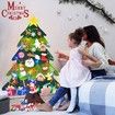 DIY Felt Christmas Tree with 32pcs Ornaments Family 3D Fake Xmas Tree with 20 LED Lights for Kids Home Door