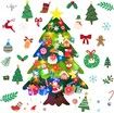 DIY Felt Christmas Tree with 32pcs Ornaments Family 3D Fake Xmas Tree with 20 LED Lights for Kids Home Door
