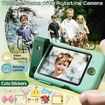 Kids Smart Phone Touchscreen 2.8 Inch Toddler Learning Toy with Rotating Camera Music Player 32G SD Card-Green