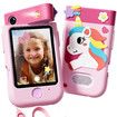 Kids Smart Phone Touchscreen 2.8 Inch Toddler Learning Toy with Rotating Camera Music Player 32G SD Card-Pink