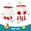 Chicken Bird Feeder Poultry Waterer Set Auto Food Water Dispense Automatic Hen Chick Chook Feeding Drinking Cup 8kg 7L for Coop Fence