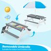 Kids Sand Water Table Chairs Set 3in1 Childs Outdoor Activity Desk Bench Childrens Picnic Craft Furniture Wooden Sensory Play Centre with Umbrella