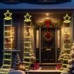 2M Warm Light Outdoor Christmas Decoration Climbing Santa Claus on Ladder Window Hanging Lights Solar Power
