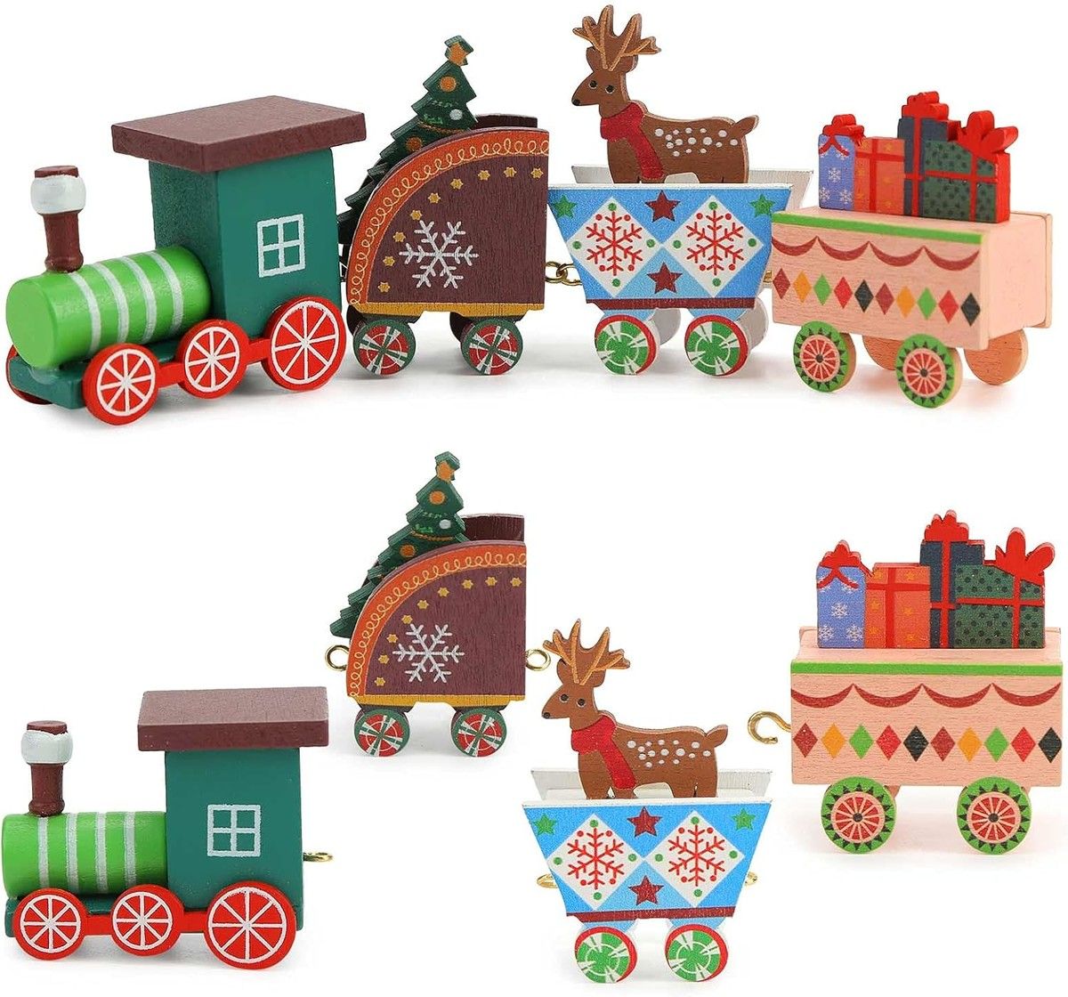 Wooden Mini Train Christmas Ornament Decor for Christmas Birthday Gift Party Favors Home & Kindergarten Decor