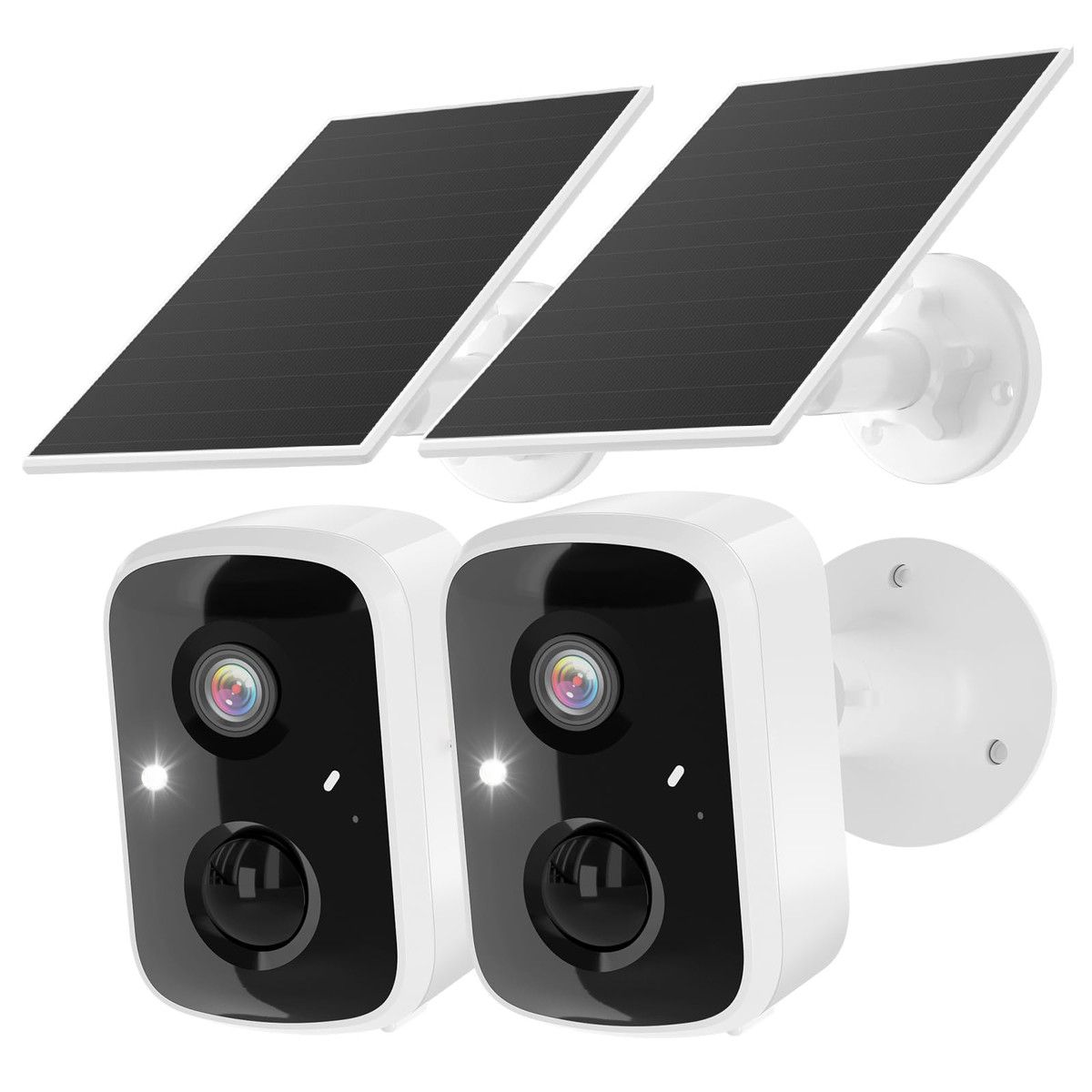 Solar Security Camera Wireless 3K 4MP WiFi Surveillance Battery Powered Motion Detection Night Vision 2 Way Audio 2 Pcs