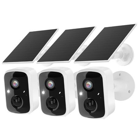 Wireless Security Camerax3 Solar Outdoor 3K 4MP Battery Powered 2 Way Audio Surveillance WiFi Smart Home Motion Detection Waterproof Colour Night Vision