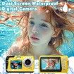 Underwater Camera,Waterproof Camera with 32GB Card,4K FHD 48MP Dual-Screen Selfie Digital Camera,10FT Waterproof Camera for Snorkeling,Surfing,Rafting (Yellow)