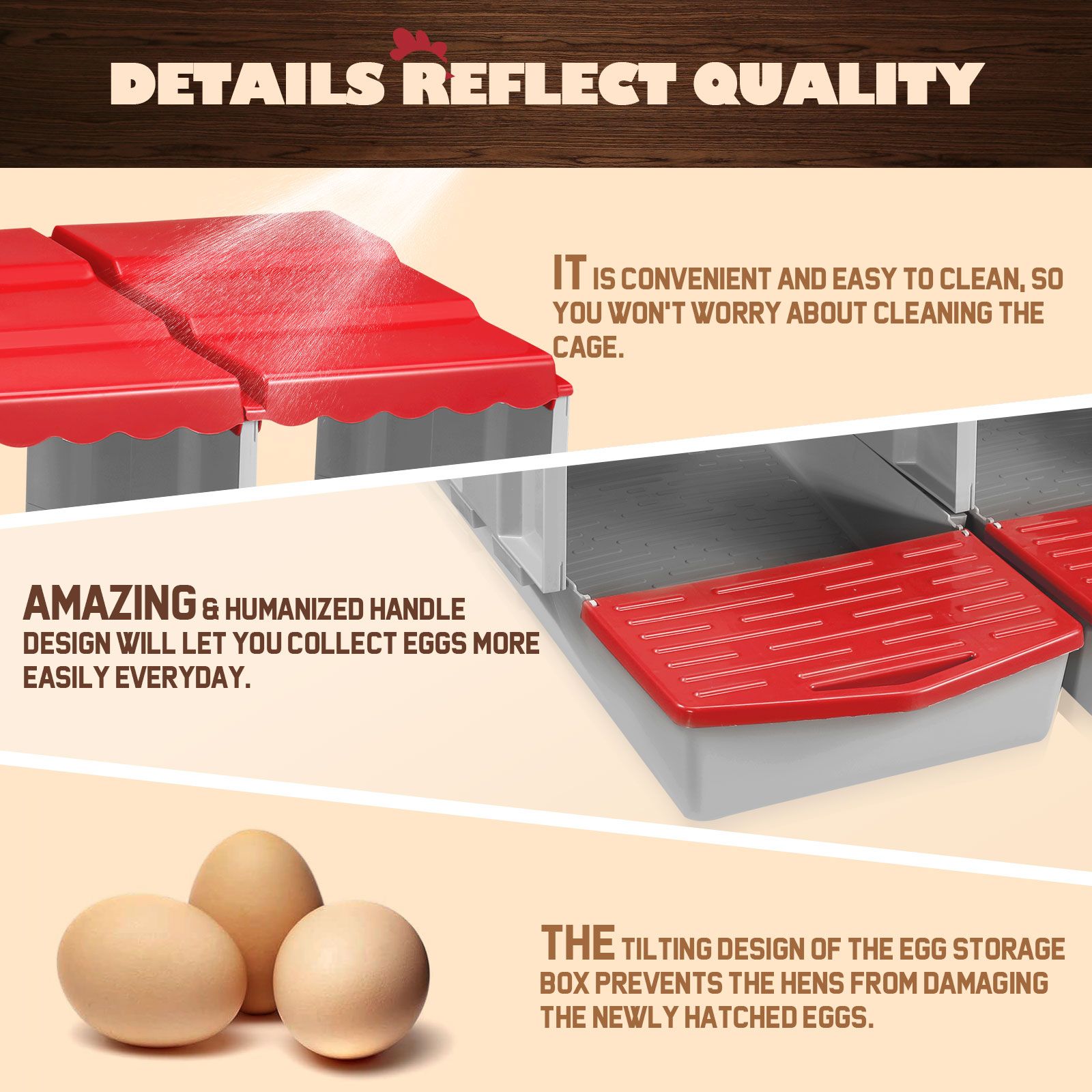 3 Hole Chicken Nesting Box Roll Away Chook Hen Laying Boxes Modular