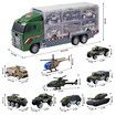 Army Truck Toy Car Military Force Model Carrier Storage Play Set Toddler Boys Gift Tank Jeep Mini Helicopter Vehicle Transport Battlefield Soldiers 18 In 1