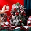 70 Pcs Christmas Tree Balls Ornaments Set Assorted Xmas Hanging Ornaments Balls with Hanging Loop for Christmas Tree Xmas Holiday Party Decoration Supplies, White