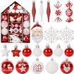 70 Pcs Christmas Tree Balls Ornaments Set Assorted Xmas Hanging Ornaments Balls with Hanging Loop for Christmas Tree Xmas Holiday Party Decoration Supplies, White
