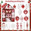 70 Pcs Christmas Tree Balls Ornaments Set Assorted Xmas Hanging Ornaments Balls with Hanging Loop for Christmas Tree Xmas Holiday Party Decoration Supplies, White