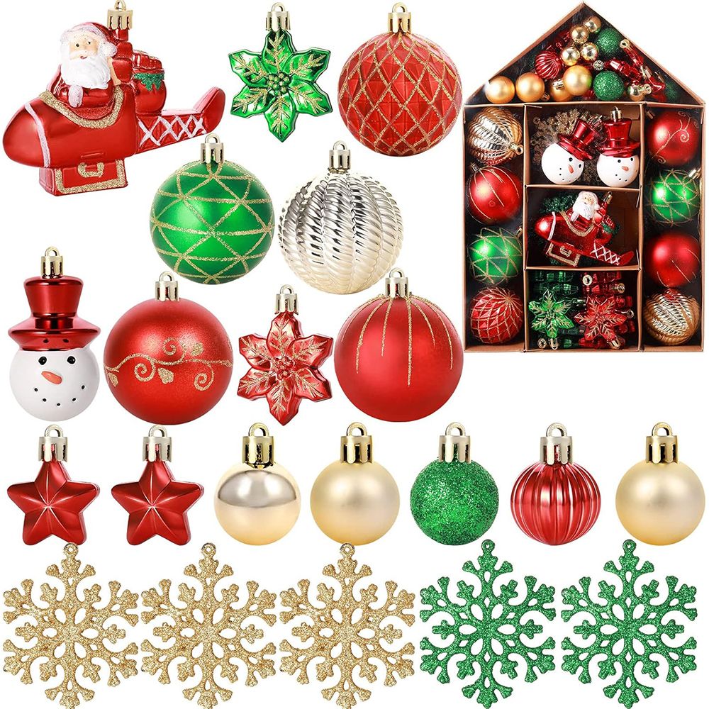 70 Pcs Christmas Tree Balls Ornaments Set Assorted Xmas Hanging Ornaments Balls with Hanging Loop for Christmas Tree Xmas Holiday Party Decoration Supplies, Red