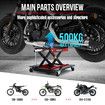 Motorcycle Lift Stand Motorbike Scissor Lifting Hoist Jack Dirtbike ATV Work Repair Platform Bench with Dolly Tray Wheels Heavy Duty Steel 500kg