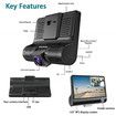 3 Lens Car Dash Camera Front Inside and Rear Camera 4 in Car Camera 140°Wide Angle Looping Recording G-Sensor, Max Support 32GB Card HDR Motion Detection