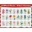 Advent Calendar for Kids Adults Teens, 24 Days STEM Flower Bouquet Building Blocks Christmas Countdown Calendar Gifts Box with Artificial Flowers Bricks Toy Set for Boys Girls Women Men Age 6 Up